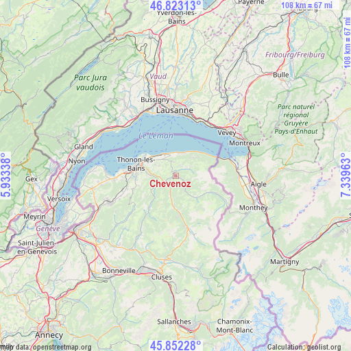 Chevenoz on map