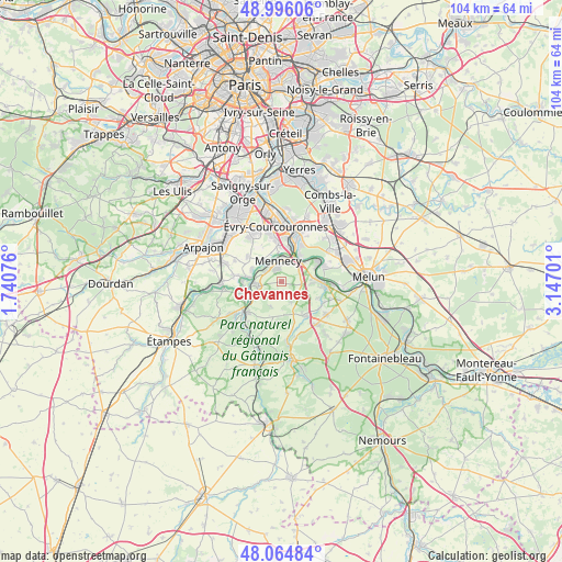 Chevannes on map