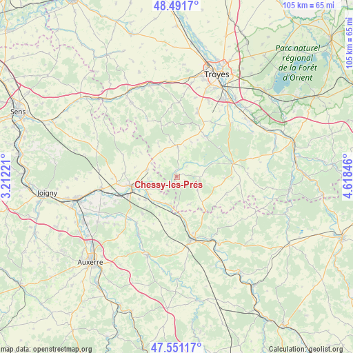 Chessy-les-Prés on map