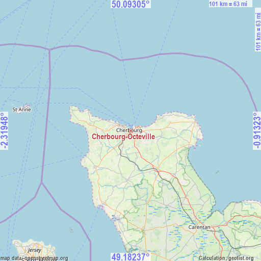 Cherbourg-Octeville on map