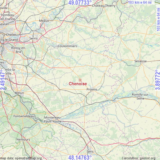 Chenoise on map