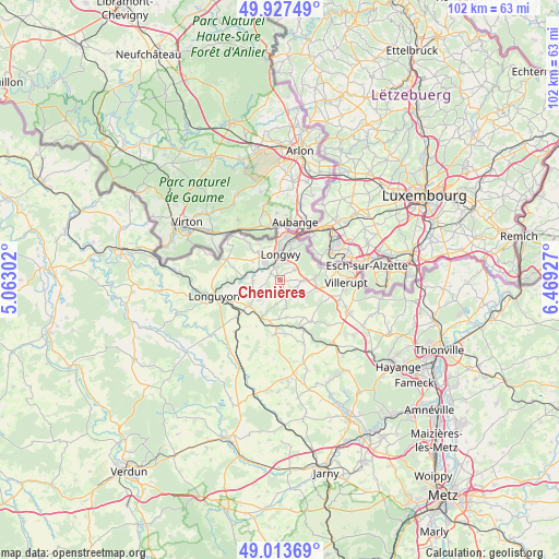 Chenières on map