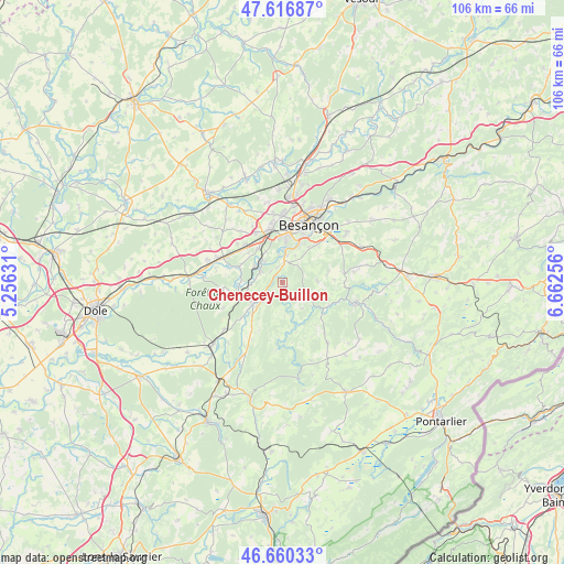 Chenecey-Buillon on map