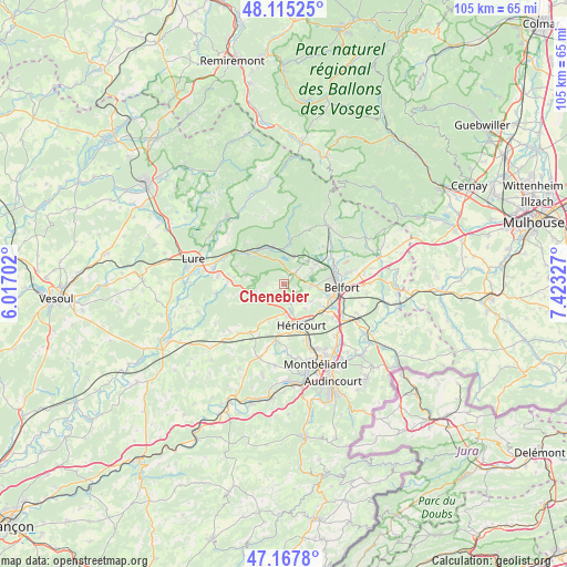 Chenebier on map