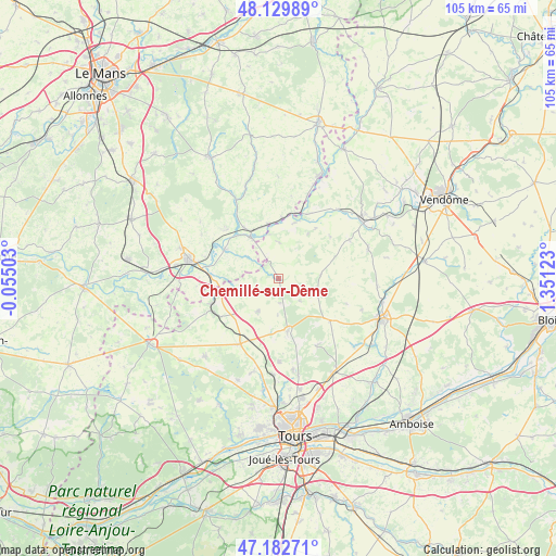 Chemillé-sur-Dême on map