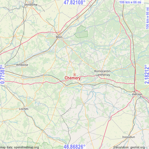 Chémery on map