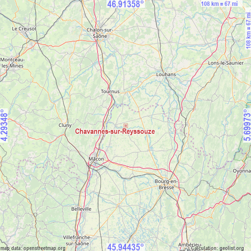 Chavannes-sur-Reyssouze on map