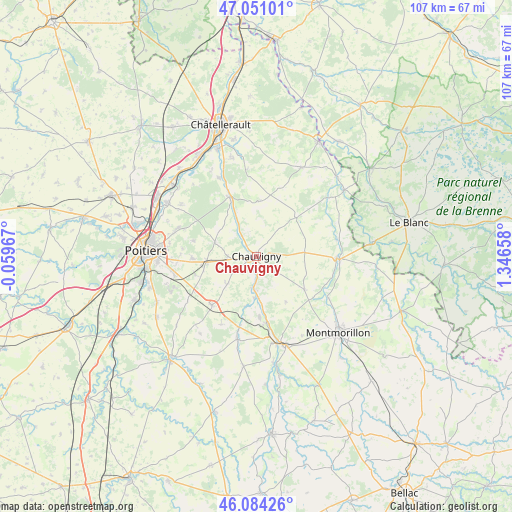 Chauvigny on map