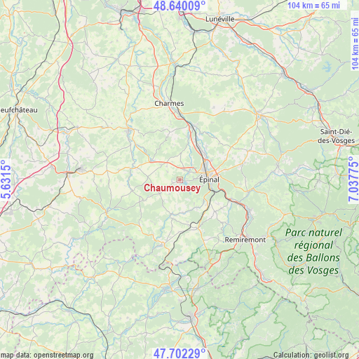 Chaumousey on map