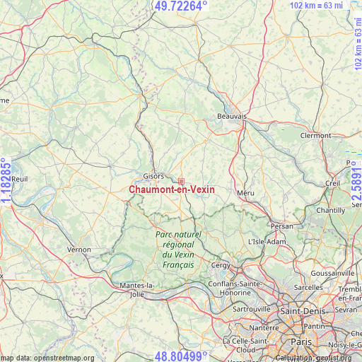 Chaumont-en-Vexin on map