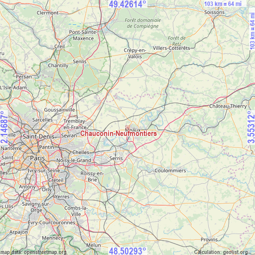 Chauconin-Neufmontiers on map
