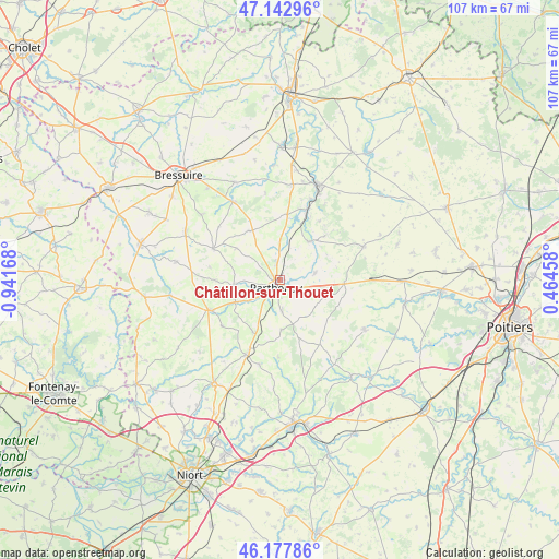 Châtillon-sur-Thouet on map