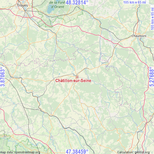 Châtillon-sur-Seine on map
