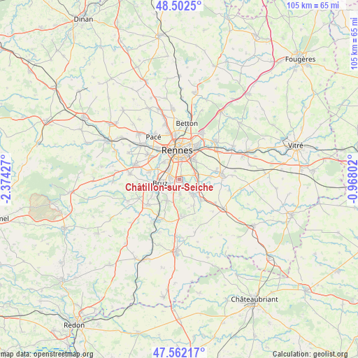 Châtillon-sur-Seiche on map