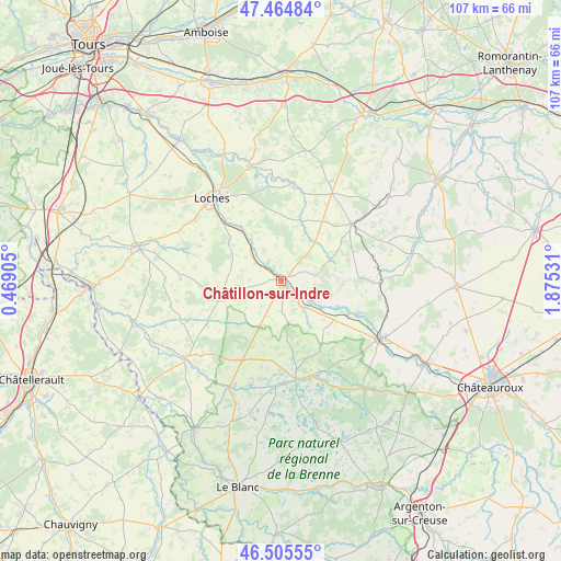 Châtillon-sur-Indre on map