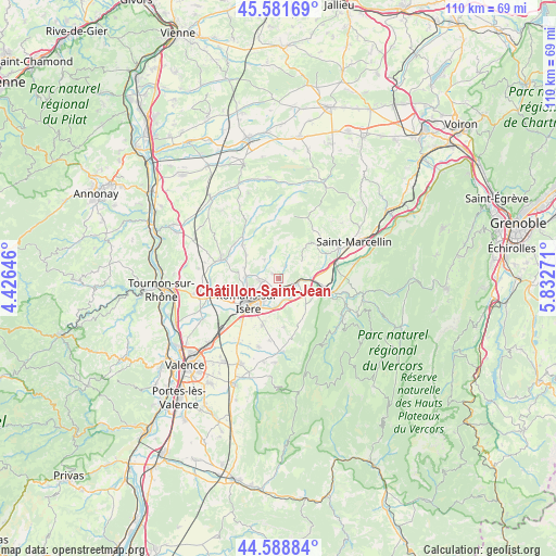 Châtillon-Saint-Jean on map