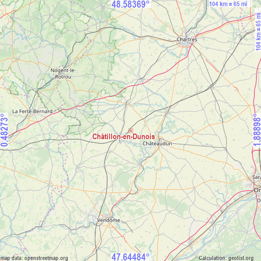 Châtillon-en-Dunois on map