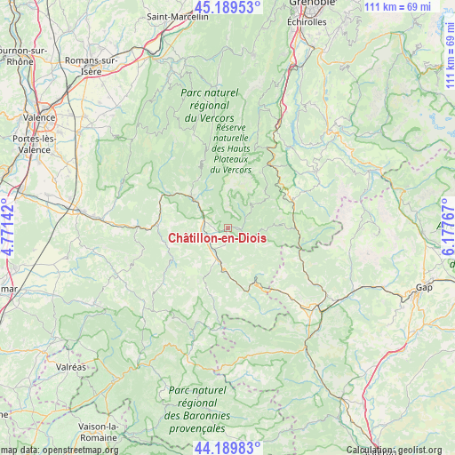 Châtillon-en-Diois on map