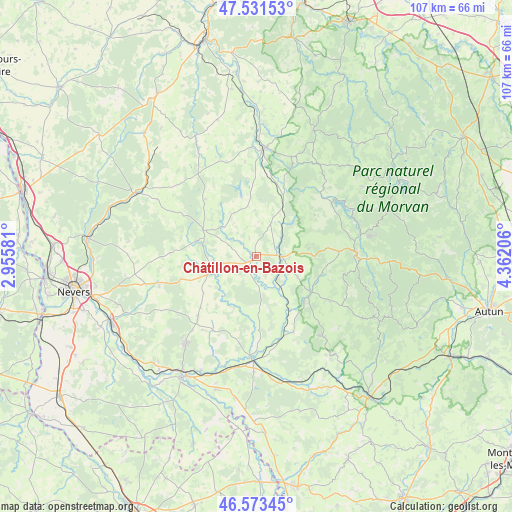 Châtillon-en-Bazois on map