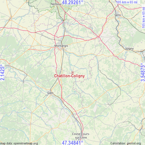 Châtillon-Coligny on map