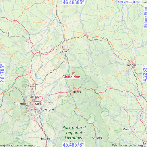 Châteldon on map