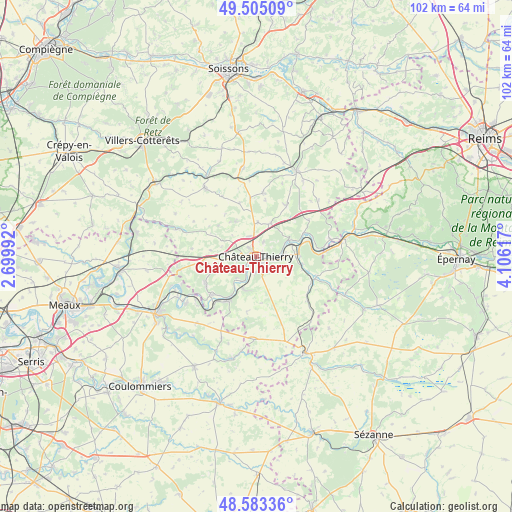 Château-Thierry on map