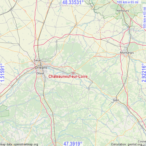 Châteauneuf-sur-Loire on map
