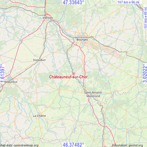 Châteauneuf-sur-Cher on map