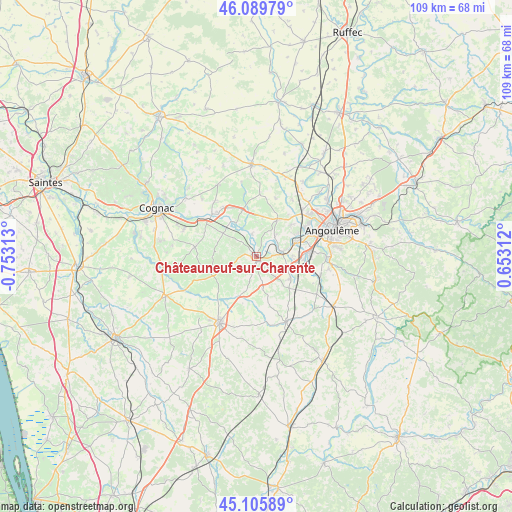Châteauneuf-sur-Charente on map