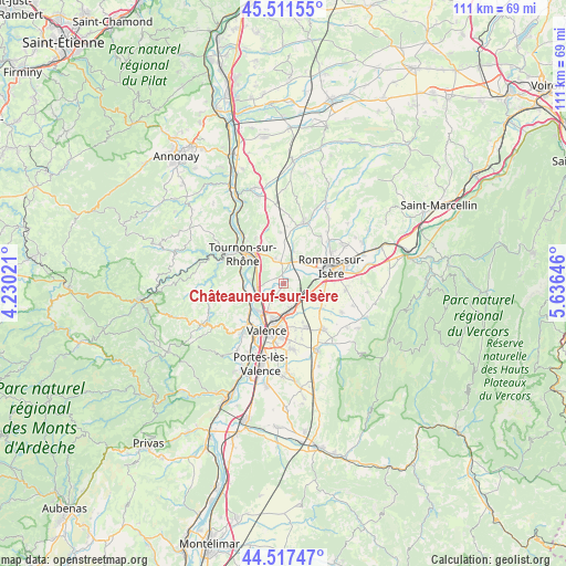 Châteauneuf-sur-Isère on map