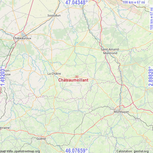 Châteaumeillant on map