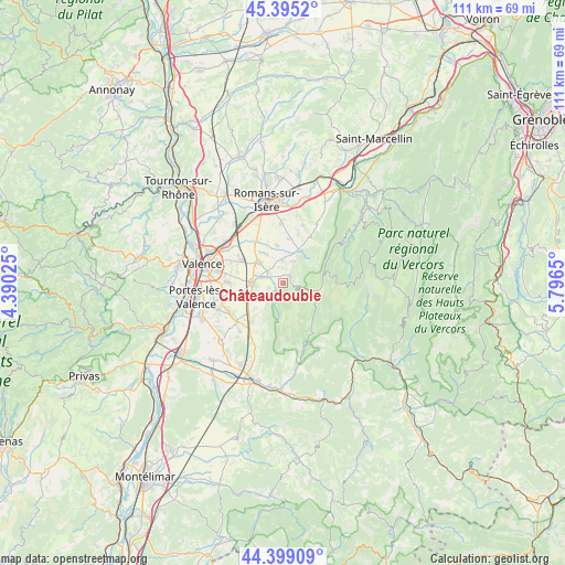 Châteaudouble on map