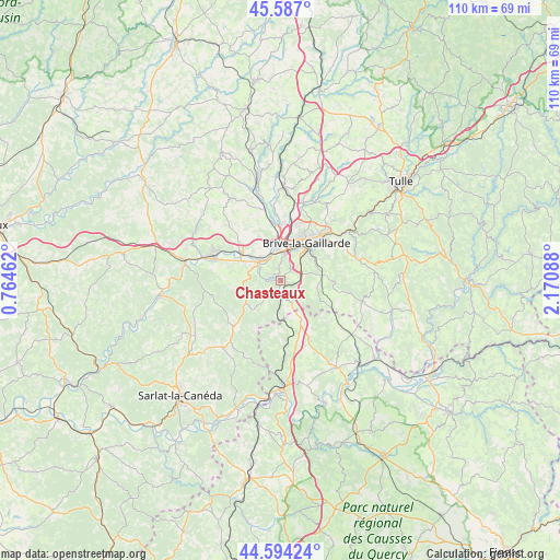 Chasteaux on map