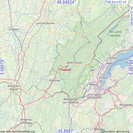 Chassal on map