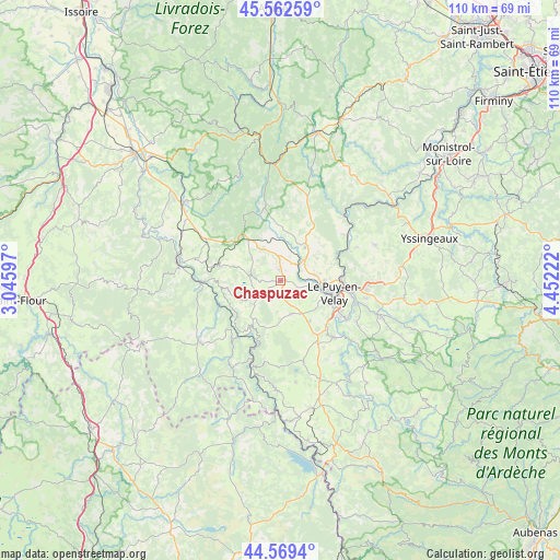 Chaspuzac on map