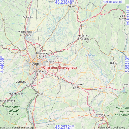 Charvieu-Chavagneux on map