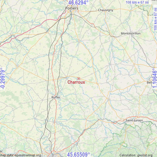 Charroux on map