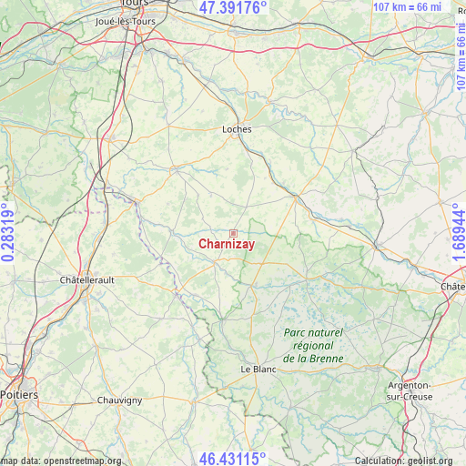 Charnizay on map