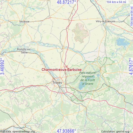 Charmont-sous-Barbuise on map