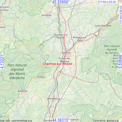 Charmes-sur-Rhône on map