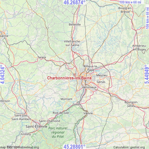 Charbonnières-les-Bains on map