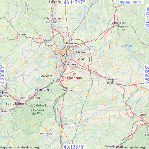 Chaponnay on map
