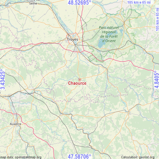 Chaource on map