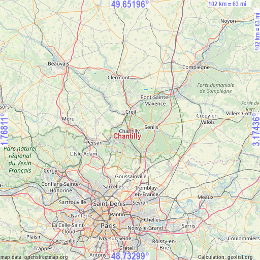 Chantilly on map