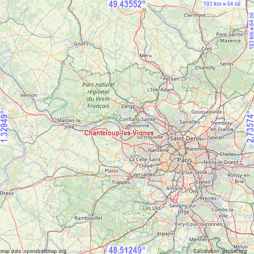 Chanteloup-les-Vignes on map