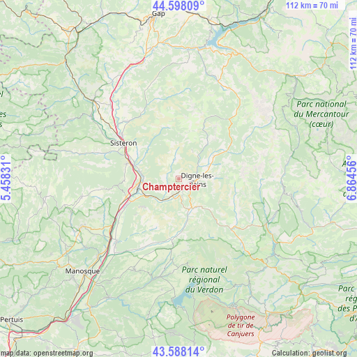 Champtercier on map