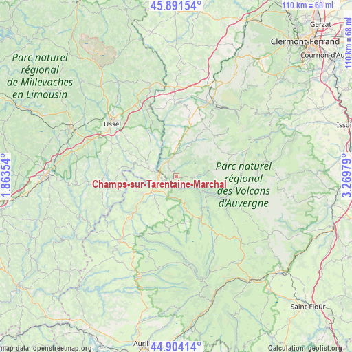 Champs-sur-Tarentaine-Marchal on map