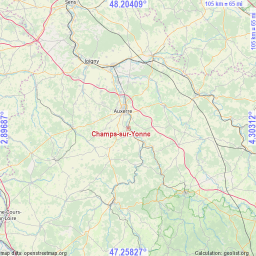 Champs-sur-Yonne on map