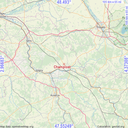 Champlost on map