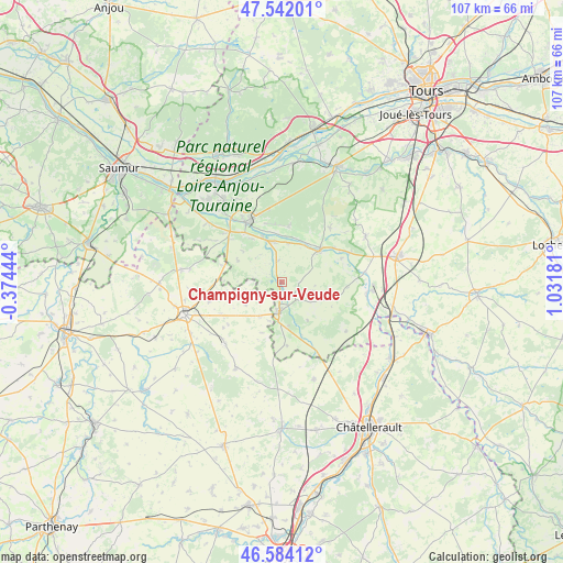 Champigny-sur-Veude on map